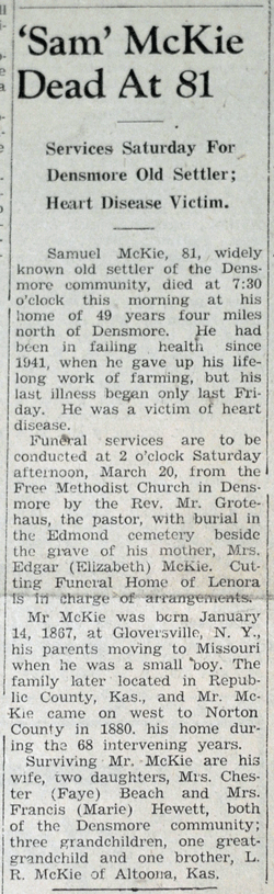 Sam McKie Obituary