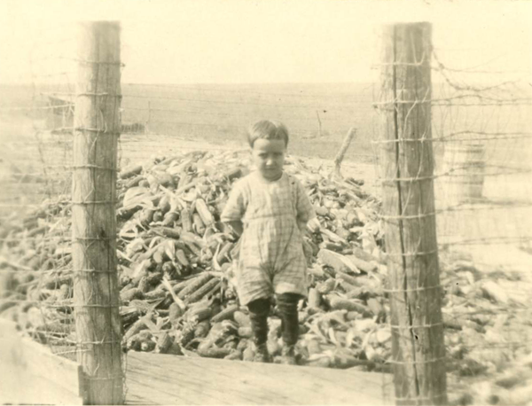 Lewis in the corn crib