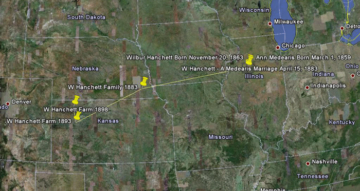 Hanchett Medearis Family Geography