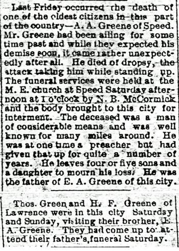 A A Greene Obit